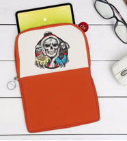 BK Gift Kurukafa Tasarımlı Taşınabilir Koruyucu Tablet Kılıfı & Organizer Çanta - Turuncu-3