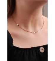 Rose Gümüş Pullu Kolye 6583