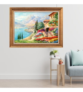 Çerçeveli Paspartulu Manzara Tablo cft0508 (Gold)