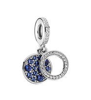 Nur Silver Mavi Disk Sallantılı Gümüş Charm NUR-BL09993