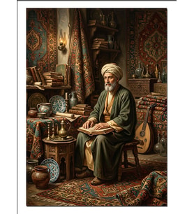 Osmanlı Aliminin Kitap Okuma Anı Dekoratif Kanvas - Mdf Ahşap Tablo