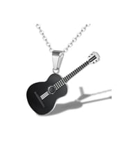 Gitar Kolye Paslanmaz Çelik 316L Black Unisex (Gümüş)