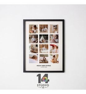 Stüdyo 14 Kişiye Özel 12 Fotoğraflı Çerçeveli Tablo – Fotoğraf , İsim ve Tarih Özelleştirmeli Dekoratif Hediye