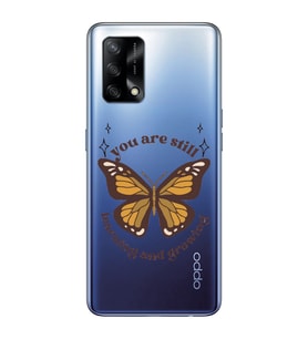Oppo A74 Uyumlu Kelebek Desenli Şeffaf Telefon Kılıfı