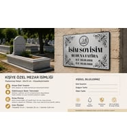 Kişiye Özel Metal Mezar İsimliği 15x20 cm – Gümüş Metal Levha –Baskılı Mezarlık Levhası