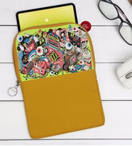 BK Gift Modern Soyut Tasarımlı Taşınabilir Koruyucu Tablet Kılıfı & Organizer Çanta - Sarı-8