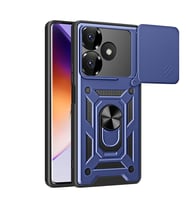 Xiaomi Redmi 13 4G Kılıf Magnetik Standlı Kamera Korumalı Sürgülü Vega Kapak (Mavi)