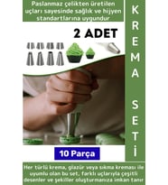 Premium Profesyonel Hobi Mutfak Pasta Kek Süsleme Çok Şık Pratik Krema Sıkma Seti 10 Parça 2 Adet