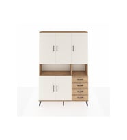 Arges Dolap 7 Raflı 4 Çekmeceli 5 Kapaklı 132x30x195 Çam-Aytaşı/Çam