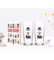 BK Home Renkli Baskılı Godfather Baba Tasarımlı İkili Rakı Bardağı ve Rakı Cep Kitabı Hediye Seti-17 (Model 1)