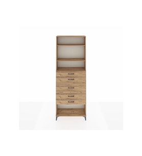 Arges Dolap 3 Raflı 5 Çekmeceli 88x30x243 Çam-Çam