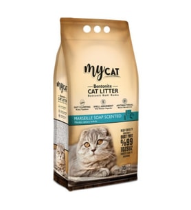 MYCAT (10 LT) TOPAKLANAN BENTONİT KEDİ KUMU MARSİLYA SABUN KOKULU (KALIN TANE)