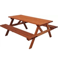 Ahşap Piknik Masası? Ormancı Masası (6 Kişilik) Teak Rengi