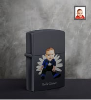 Kişiye Özel Erkek Bebek Karikatürlü UV Siyah Benzinli Cakmak Model-2