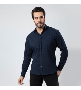 Erkek Gömlek Slimfit Likralı Kumaş Uzun Kol Pa-180 (Lacivert)
