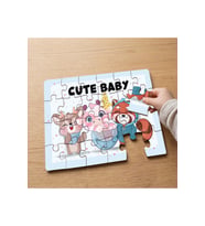 Sevimli Bebek Hayvanlar Tasarımlı 24 Parça Ahşap Çocuk Puzzle