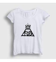 Presmono Kadın Beyaz Logo Fall Out Boy T-Shirt 62453tt (Beyaz)