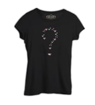Kalp Soru İşareti Siyah Kadın Tshirt