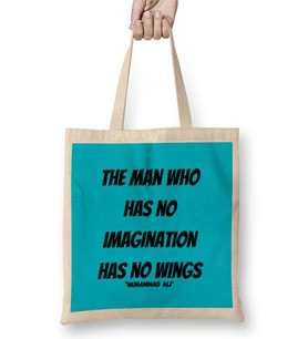 Muhammad Ali Quote VintageRetro Style Art Bez Çanta Uzun Saplı