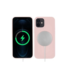 Apple iPhone 12 Mini Uyumlu Kılıf Zore Silksafe Wireless Kapak (Açık Pembe)