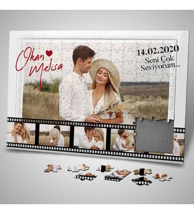 Sevgiliye Hediye Film Şeridi Fotoğraflı 240 Parça Kişiye Özel Puzzle