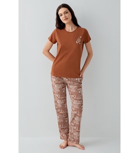 Arnetta Premium Kadın Cool Summer Rahat Kalıp %100 Pamuk Kısa Kollu Aile Pijama Takım