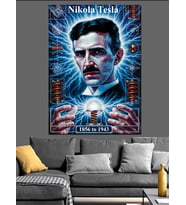 Nikola Tesla Elektrik Portresi Dekoratif Kanvas - Mdf Ahşap Tablo