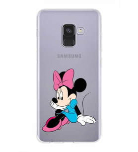 Samsung Galaxy A8 (2018)  Kapak Minnie Mouse Tasarımlı Şeffaf Silikon Kılıf