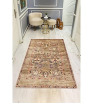 Parlak Kadife Kumaş Dijital Baskı Vintage Desenli Dot Kaymaz Tabanlı Halı H0101