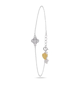 Luck Serisi Swarovski Taşlı Minimal Yonca Kadın Gümüş Bileklik