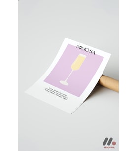 Mimosa Kokteyl Posteri, Çerçevesiz Yüksek Kalite Duvar Afişi - Mutfak Dekorasyonu