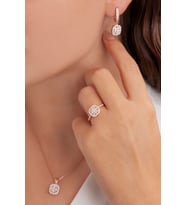 AgaKulche Kare Baget Model Gümüş Set Rose S46-RB (925)