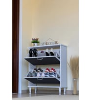 Eliusta Antrex 72 cm Antrasit 2 Düşer Kapaklı Ayakkabılık 72x90x26 cm Ayaklı 4 Bölmeli Ayakkabılık
