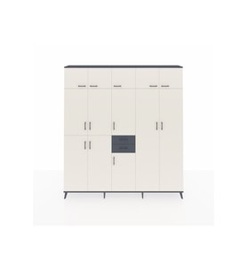 Arges Dolap 10 Raflı 2 Çekmeceli 3 Askılı 220x30x243 Antrasit-Aytaşı/Antrasit