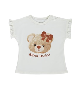 Civil Baby Bear Hugs Baskılı Fırfırlı 6-18 Ay Tişört - Ekru