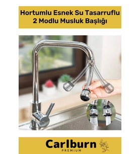 Premium Dayanıklı Spiral Tasarım 360° Dönebilen Hortumlu Esnek Su Tasarruflu 2 Modlu Musluk Başlığı