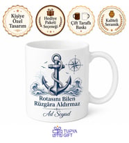 Çapa Desenli Denizci Tasarım Baskılı Kupa Bardak Hediye Porselen Mug