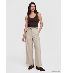 LCW Vision Yeşil Beli Kemerli Loose Fit Kadın Pantolon