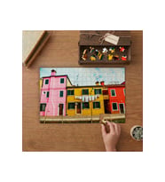 Renkli Binalar Tasarımı 240 parça Ahşap Puzzle Ahşap Kutuda MP08327
