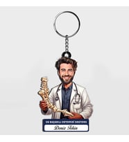 Karikatürlü - Erkek Başarılı Ortopedi Doktoru Anahtarlık
