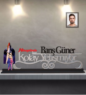 Kişiye Özel Uzay Karikatürlü Kolay Yetişmiyor Ahşap Biblo Bay-2