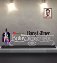 Kişiye Özel Uzay Karikatürlü Kolay Yetişmiyor Ahşap Biblo Bay-2