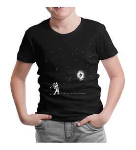 Uzay - Golf Siyah Çocuk Tshirt
