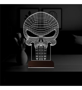Luvivia Kuru Kafa Punisher 3D Lamba - Masa Gece Lambası