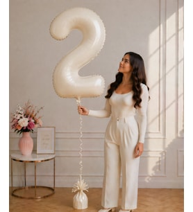 2 Rakamlı Krem 76 cm Helyum Balon