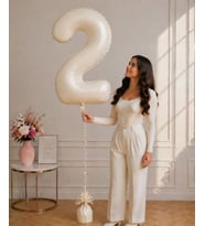 2 Rakamlı Krem 76 cm Helyum Balon