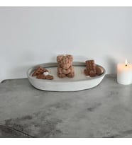 Dekoratif Beton Kalıpta Ayıcık Tasarımlı El Yapımı %100 Doğal Soya Wax Mum