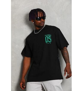 Erkek Baskılı T-Shirt Kısa Kol Bisiklet Yaka Regular Fit Tişört - Siyah