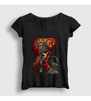 Presmono Kadın Siyah Poster Soldier Metal Slayer T-Shirt 481789tt