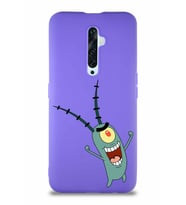 Oppo Reno 2Z Soft Premier Kapak Plankton Tasarımlı Silikon Kılıf - Mor (Şeffaf)